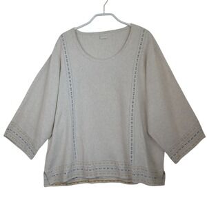 Poetry Organic Cotton Knit Sweater Top Beige Oversized Boxy Size US 14 UP95